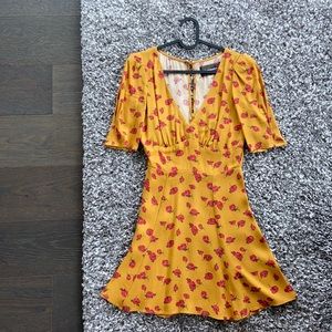 Reformation Yellow Pink Floral Dress